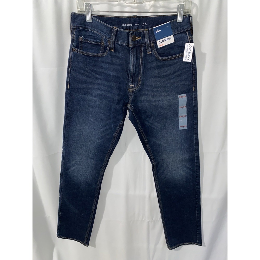 NWT Old Navy Slim Built-in Flex Blue Jeans Mens 30W x 32L
